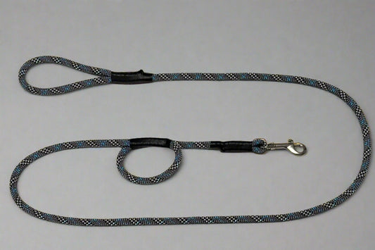 Tartan Blue and Grey Clip Lead With Optional Short Handle